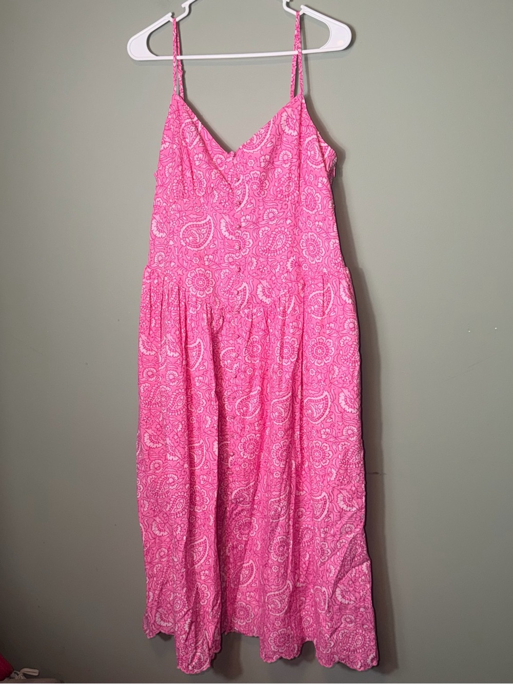 Roller Rabbit Target Pink Paisley Spaghetti-Strap Maxi Dress Large NWOT